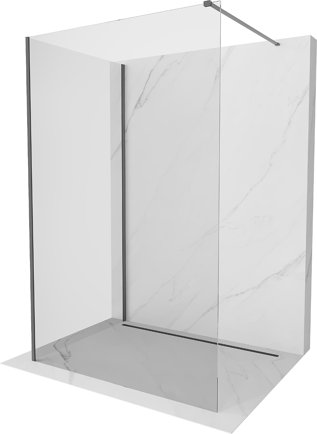 Mexen Kioto Walk-in zuhanyfal 100 x 95 cm, átlátszó, gun metal - 800-100-212-95-00-095