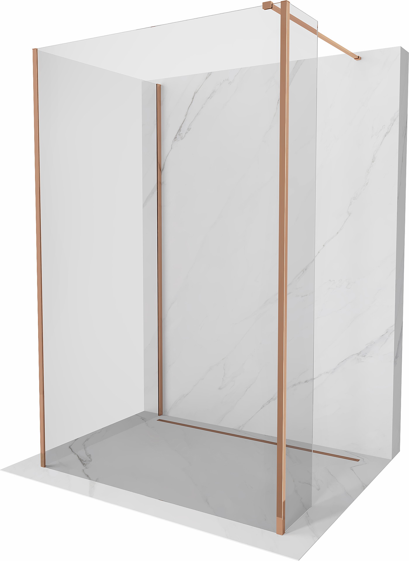 Mexen Kioto zuhanyzófal Walk-in 120 x 70 x 30 cm, átlátszó, rózsaarany - 800-120-070-221-60-00-030