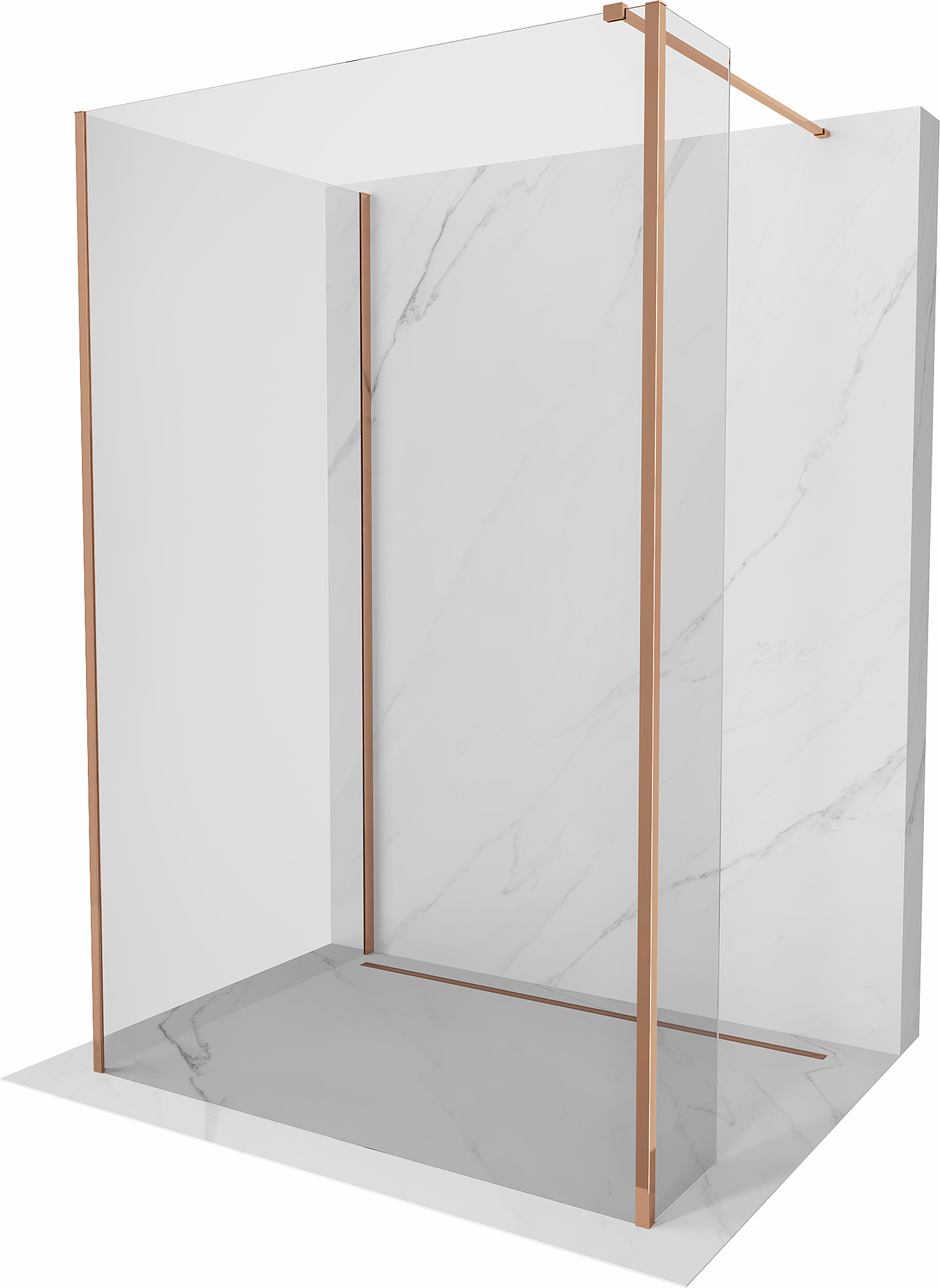 Mexen Kioto Walk-in zuhanyfal 90 x 80 x 30 cm, átlátszó, rózsaarany - 800-090-080-221-60-00-030