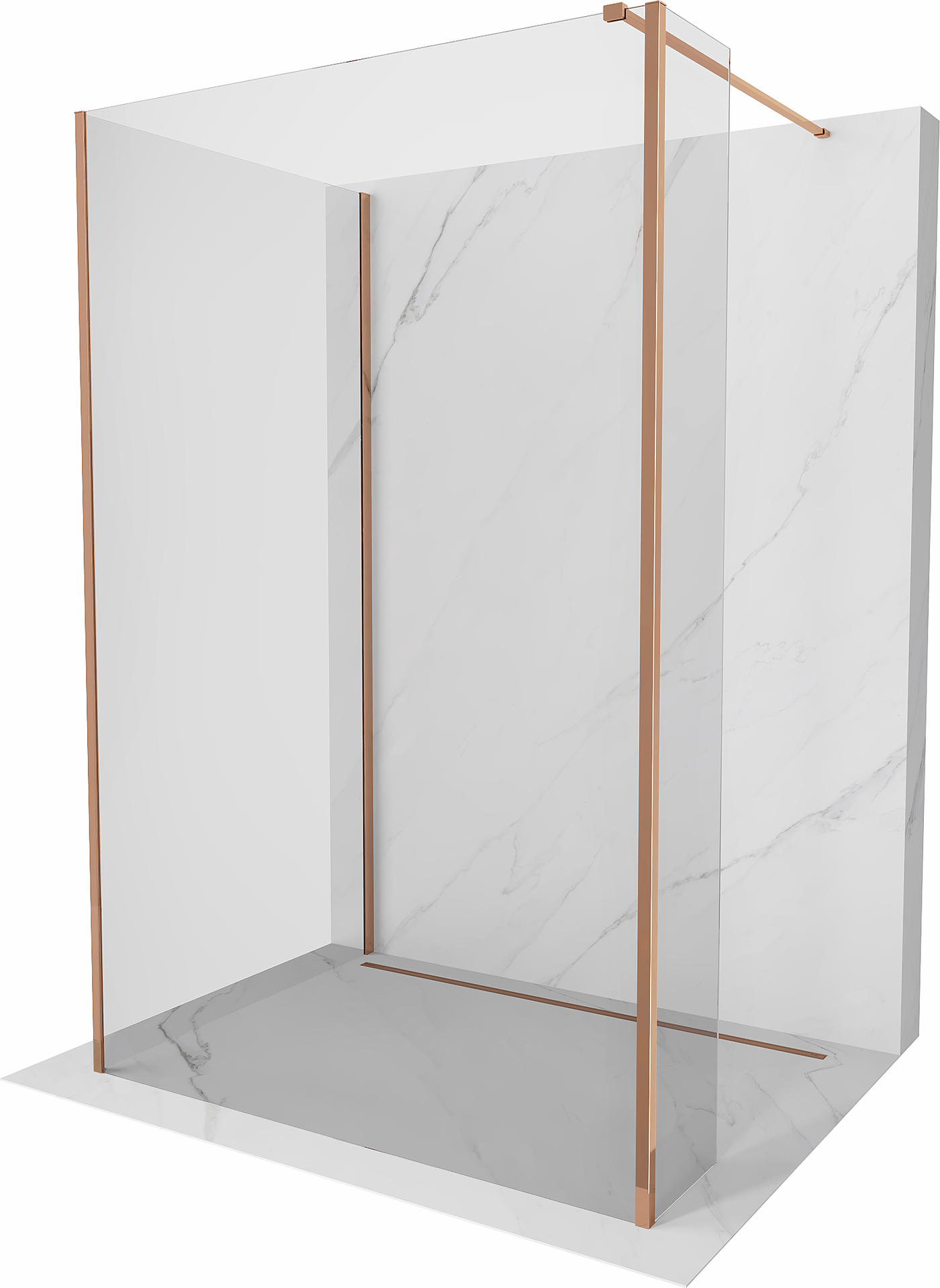 Mexen Kioto Walk-in zuhanyfal 140 x 85 x 30 cm, átlátszó, rózsaarany - 800-140-085-221-60-00-030