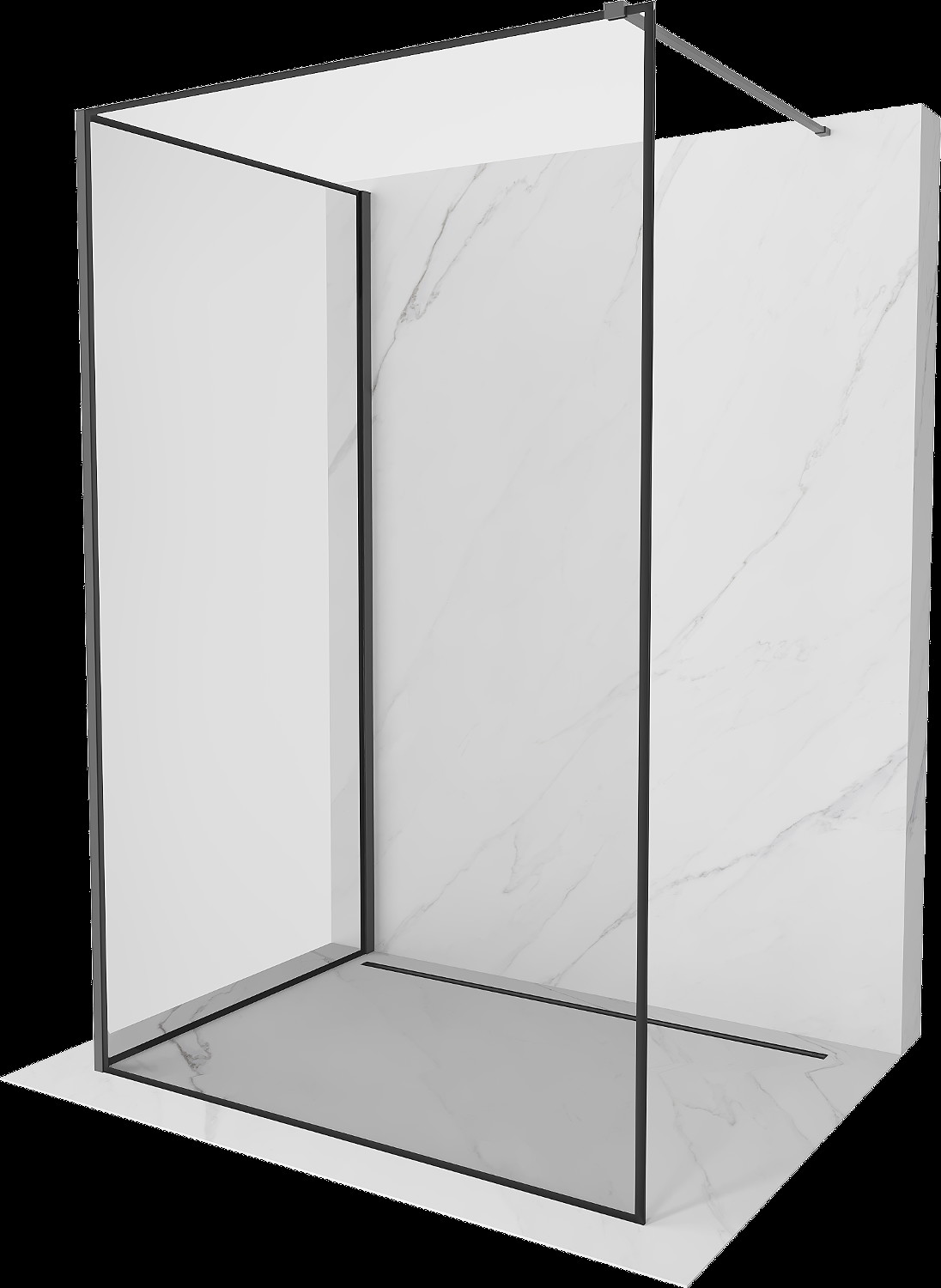 Mexen Kioto Walk-in zuhanyfal 90 x 70 cm, fekete minta, gun metal - 800-090-212-95-70-070