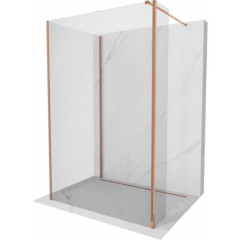 Mexen Kioto Walk-in zuhanyfal 130 x 115 x 30 cm, átlátszó, rose gold - 800-130-115-221-60-00-030