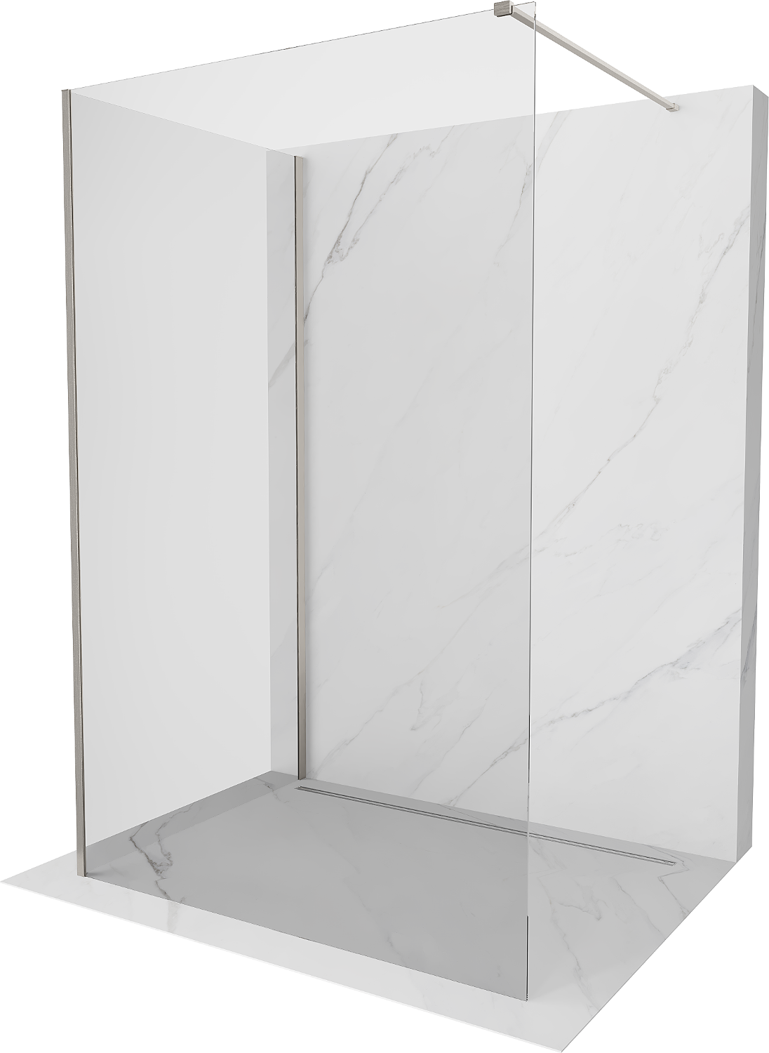 Mexen Kioto Walk-in zuhanyfal 130 x 80 cm, átlátszó, kefélt nikkel - 800-130-212-97-00-080