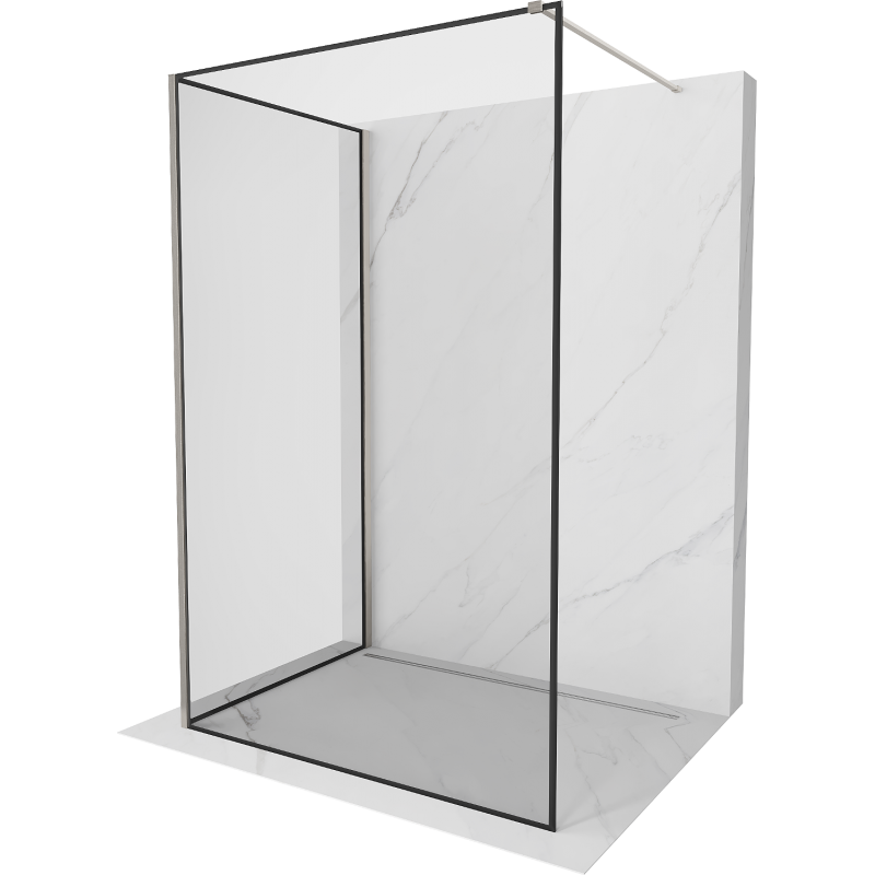 Mexen Kioto Walk-in zuhanyfal 100 x 80 cm, fekete minta, kefélt nikkel - 800-100-212-97-70-080