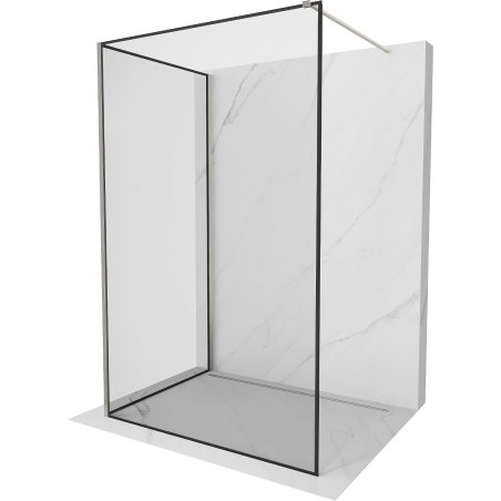 Mexen Kioto Walk-in zuhanyfal 100 x 80 cm, fekete minta, kefélt nikkel - 800-100-212-97-70-080