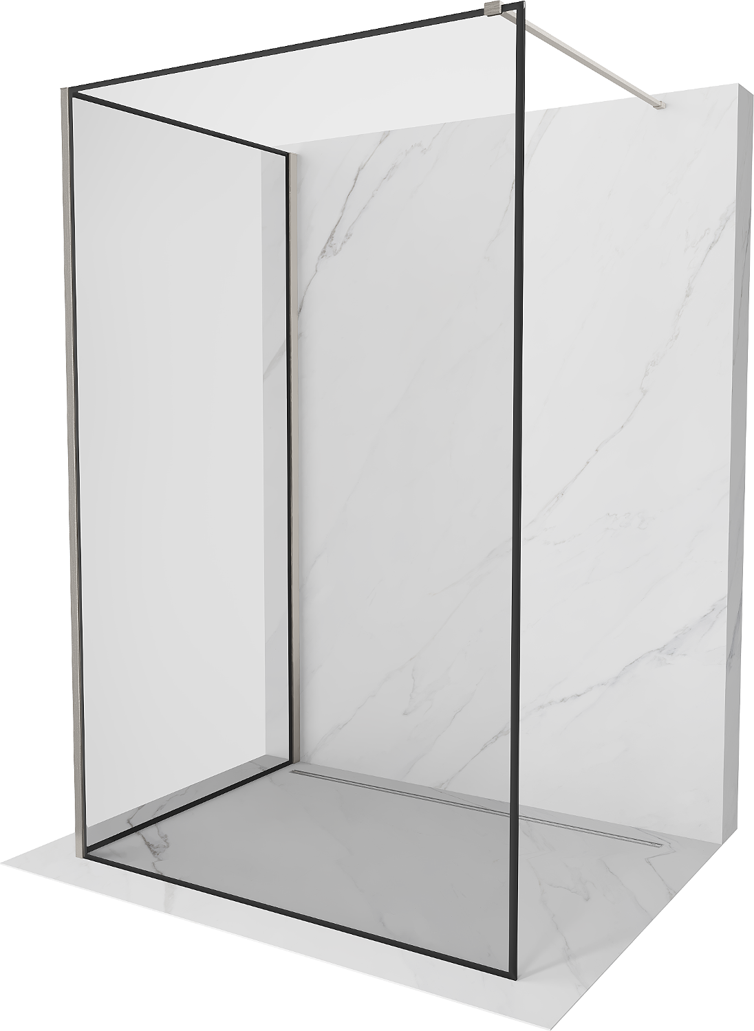 Mexen Kioto Walk-in zuhanyfal 100 x 80 cm, fekete minta, kefélt nikkel - 800-100-212-97-70-080