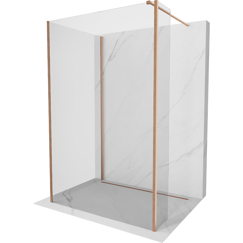 Mexen Kioto Walk-in zuhanyfal 100 x 70 x 30 cm, átlátszó, kefélt réz - 800-100-070-221-65-00-030