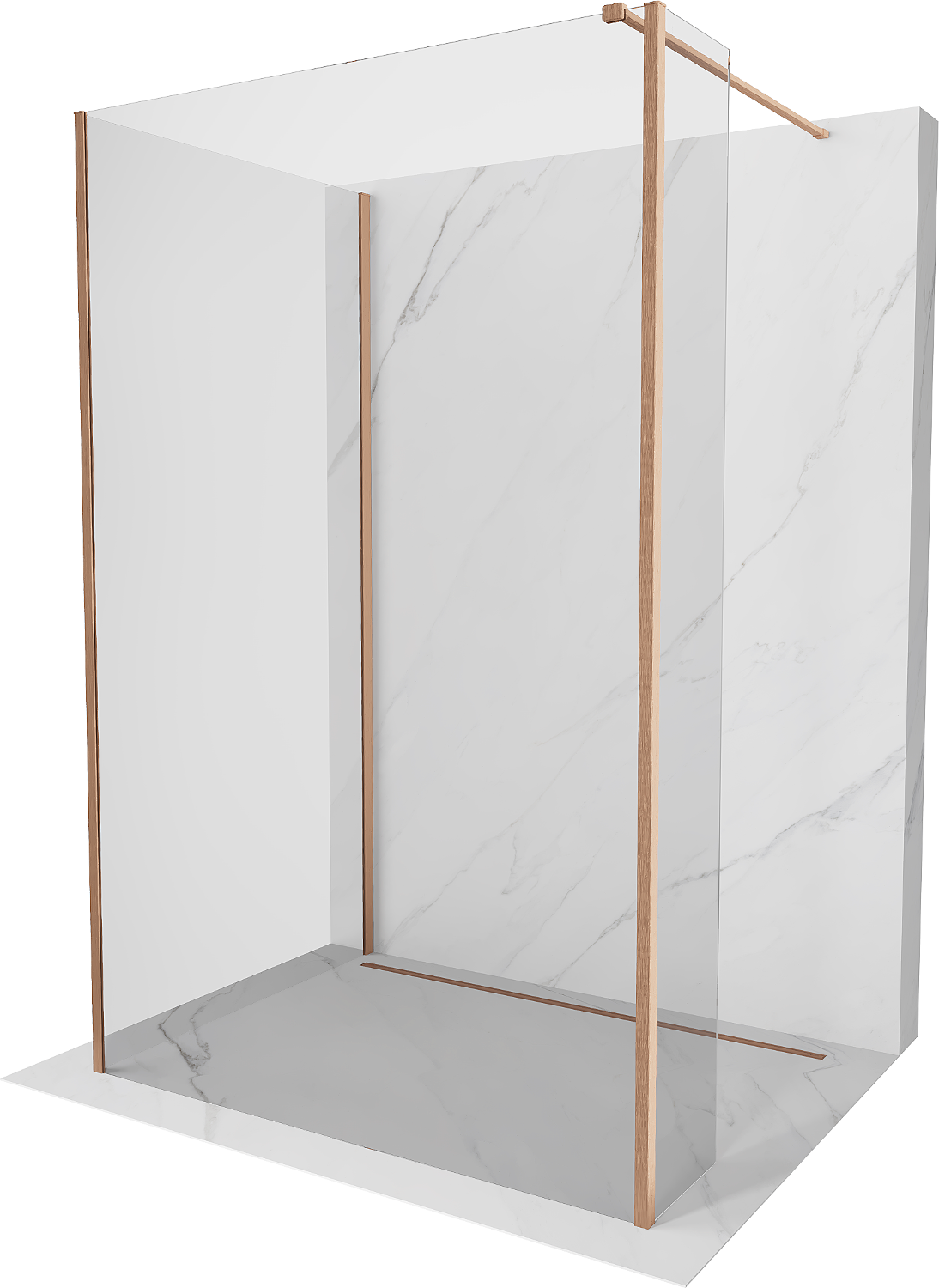 Mexen Kioto Walk-in zuhanyfal 100 x 70 x 30 cm, átlátszó, kefélt réz - 800-100-070-221-65-00-030