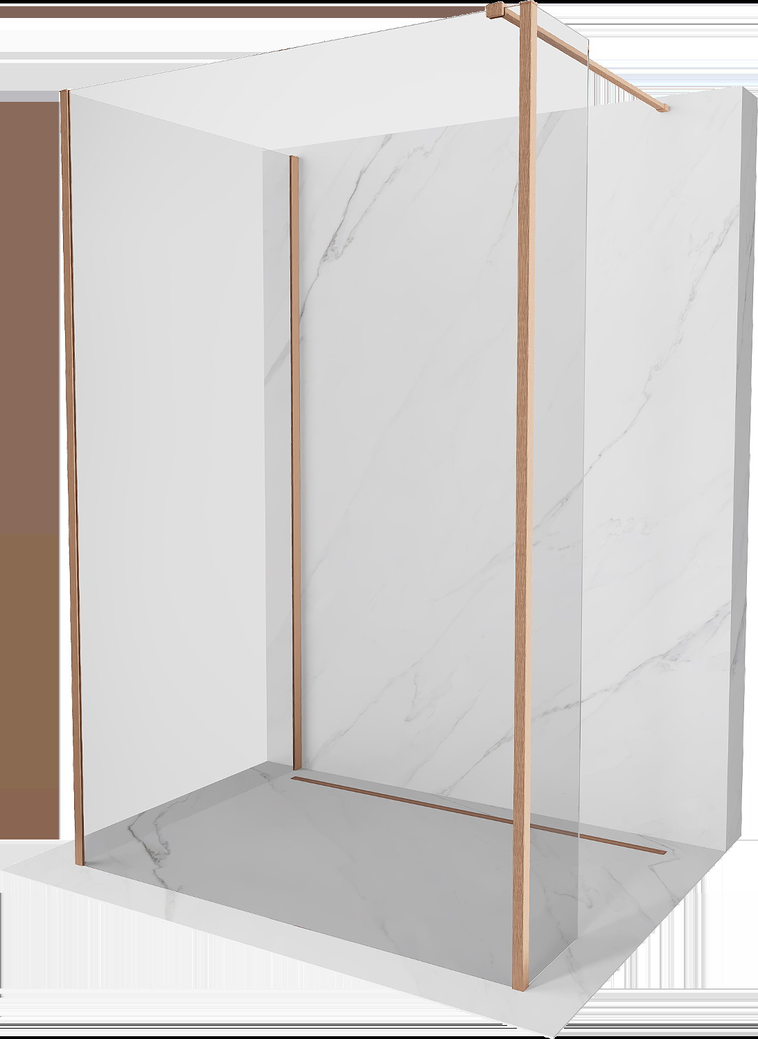 Mexen Kioto Walk-in zuhanyfal 100 x 95 x 30 cm, átlátszó, sötét réz - 800-100-095-221-65-00-030