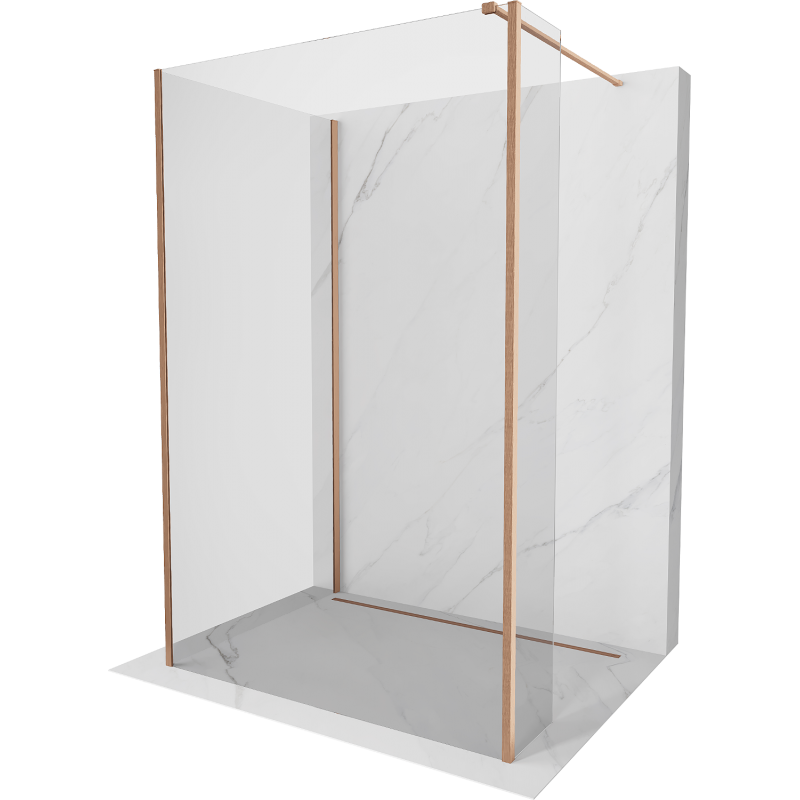 Mexen Kioto Walk-in zuhanyfal 130 x 105 x 30 cm, átlátszó, csiszolt réz - 800-130-105-221-65-00-030