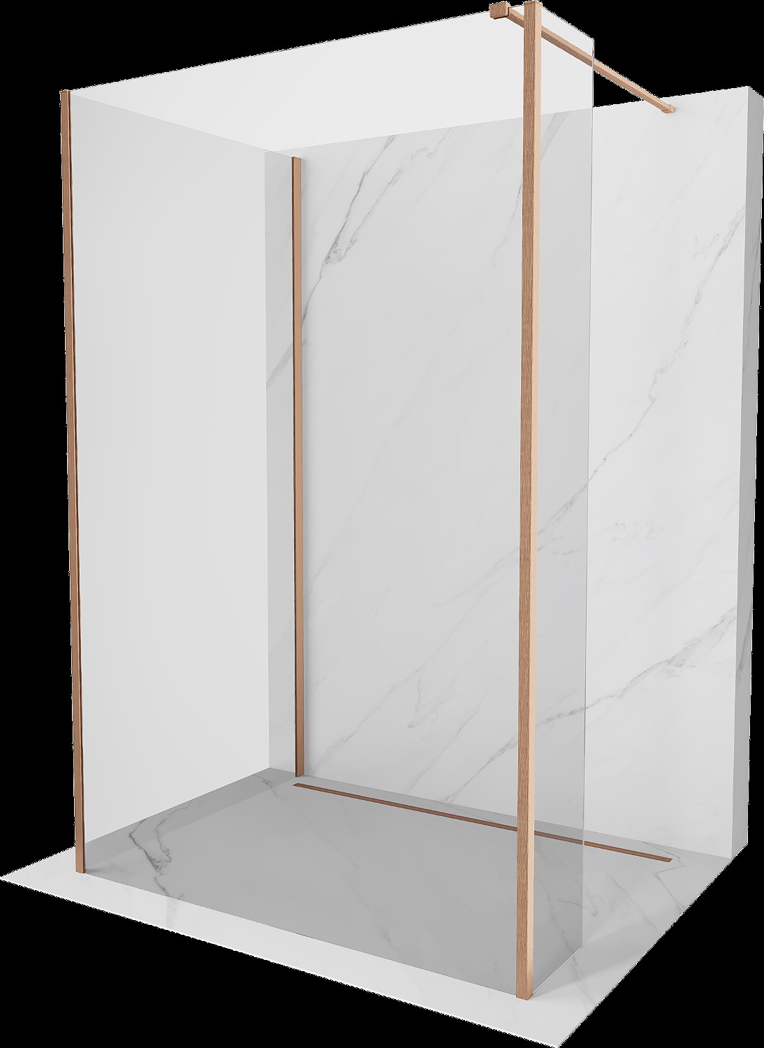 Mexen Kioto Walk-in zuhanyfal 100 x 85 x 40 cm, átlátszó, eltérített bronz - 800-100-085-221-65-00-040