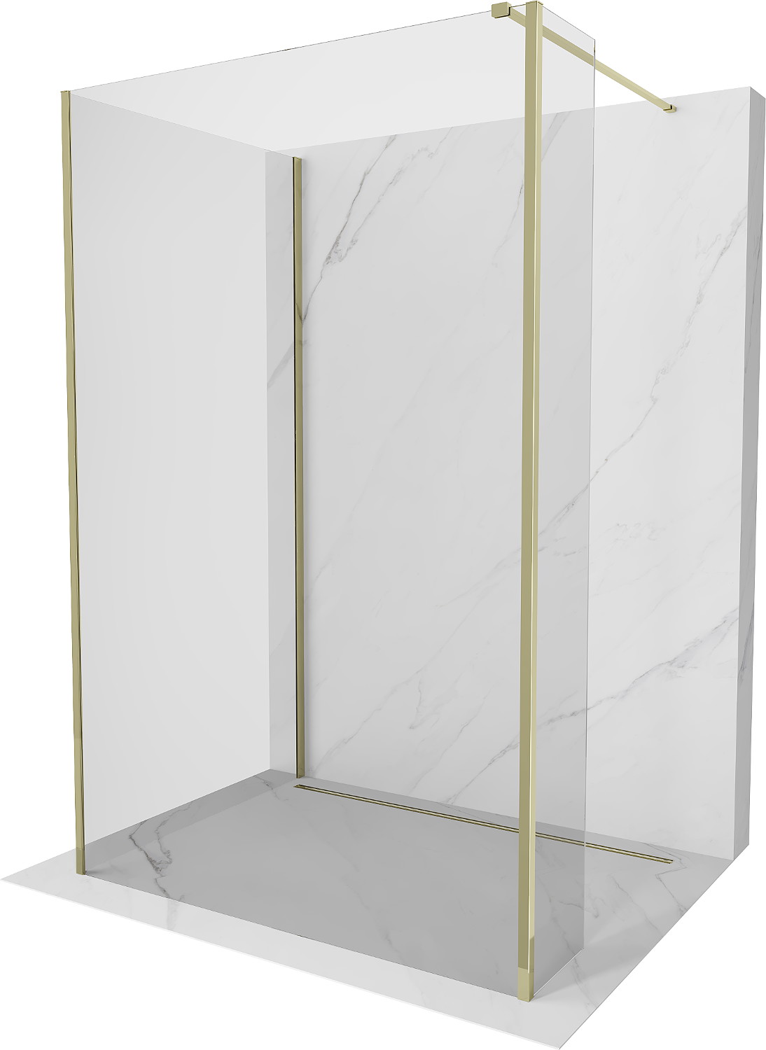 Mexen Kioto Walk-in zuhanyfal 110 x 80 x 30 cm, áttetsző, arany - 800-110-080-221-50-00-030