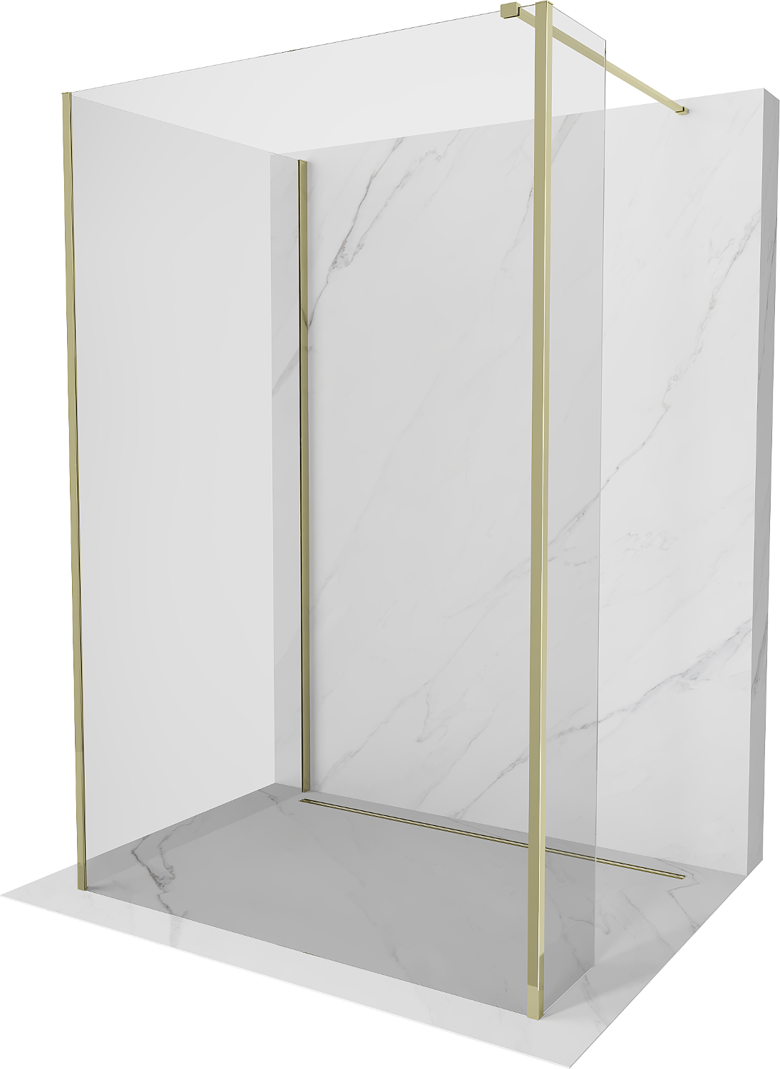 Mexen Kioto Walk-in zuhanyfal 135 x 120 x 30 cm, átlátszó, arany - 800-135-120-221-50-00-030