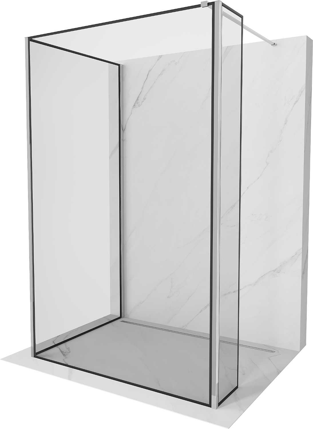 Mexen Kioto Walk-in zuhanyfal 90 x 90 x 30 cm, fekete minta, króm - 800-090-090-221-01-70-030