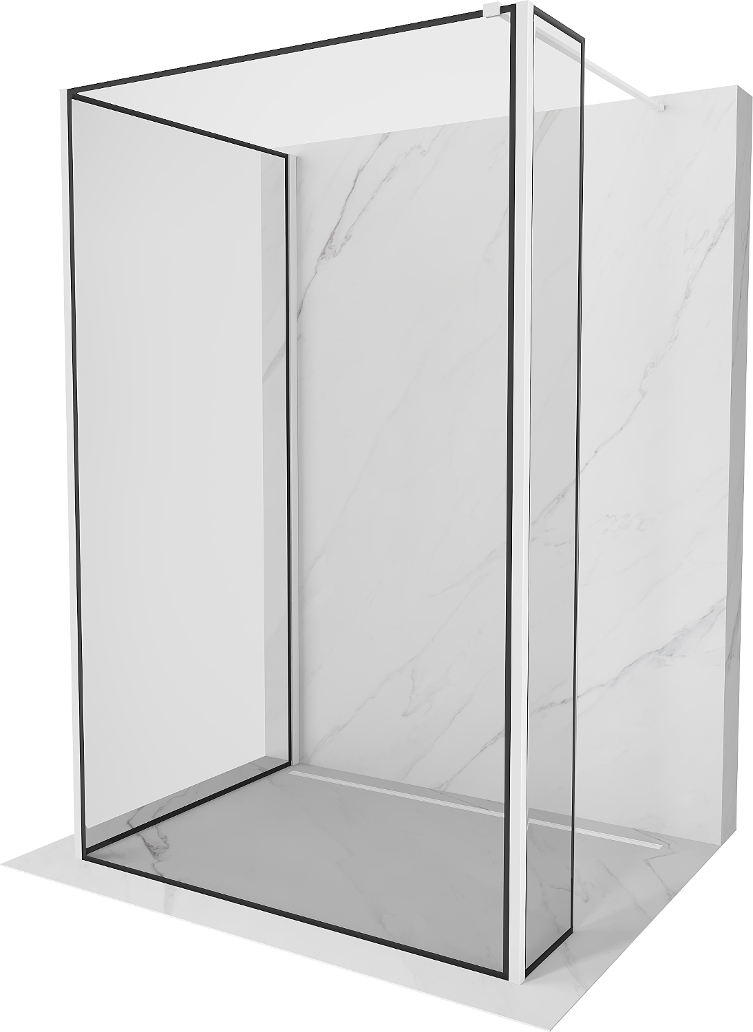 Mexen Kioto Walk-in zuhanyfal 120 x 80 x 40 cm, fekete minta, fehér - 800-120-080-221-20-70-040