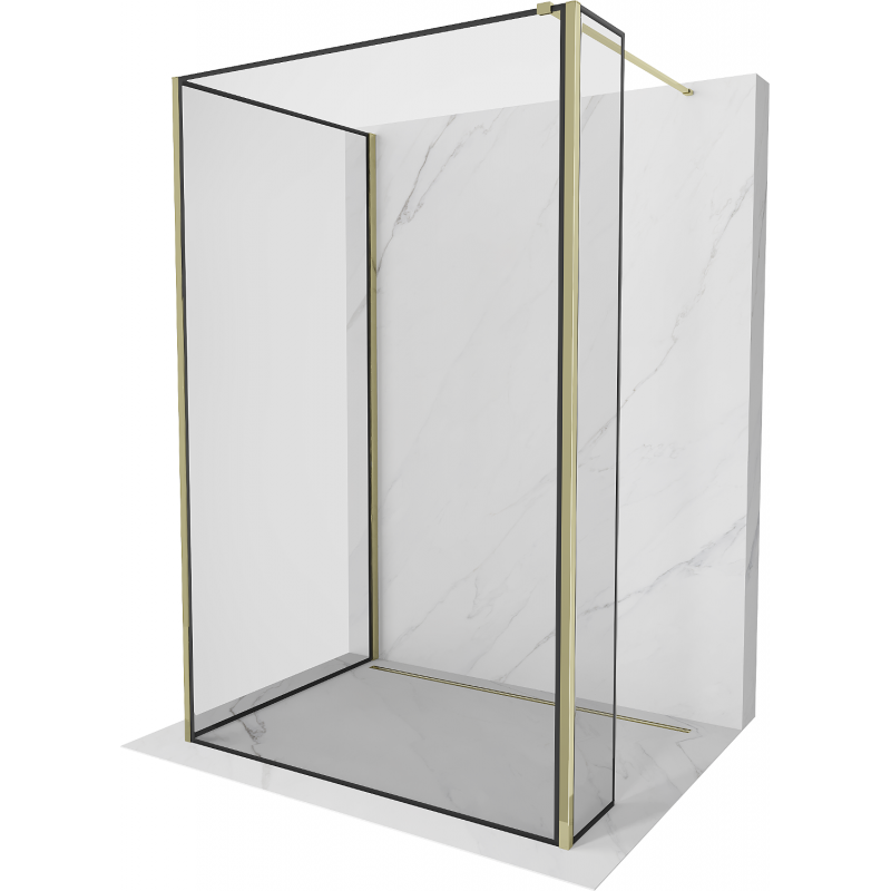 Mexen Kioto Walk-in zuhanyfal 120 x 90 x 30 cm, fekete minta, arany - 800-120-090-221-50-70-030