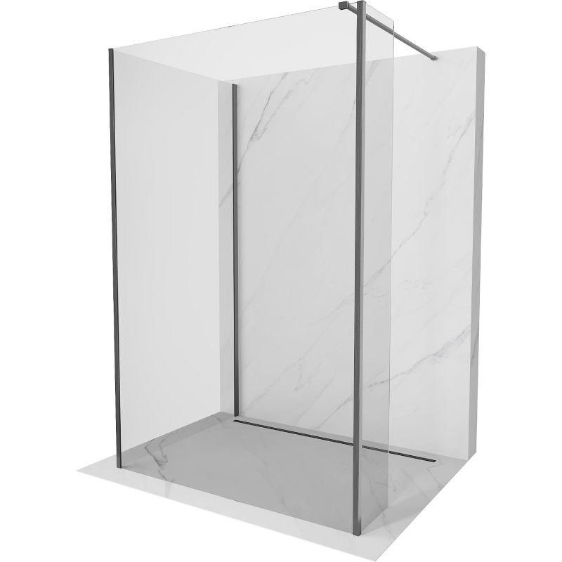 Mexen Kioto Walk-in zuhanyfal 135 x 90 x 30 cm, átlátszó, puskaszürke csiszolt - 800-135-090-221-66-00-030