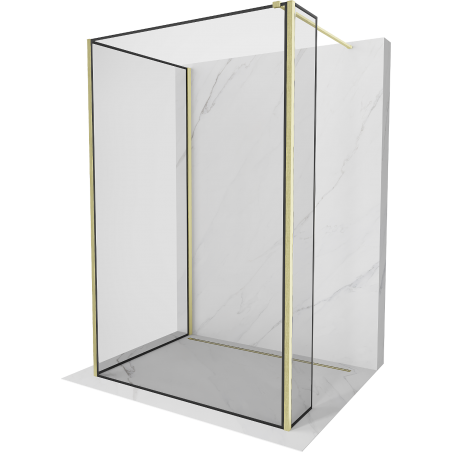 Mexen Kioto Walk-in zuhanyfal 110 x 110 x 40 cm, fekete minta, arany kefélt - 800-110-110-221-55-70-040