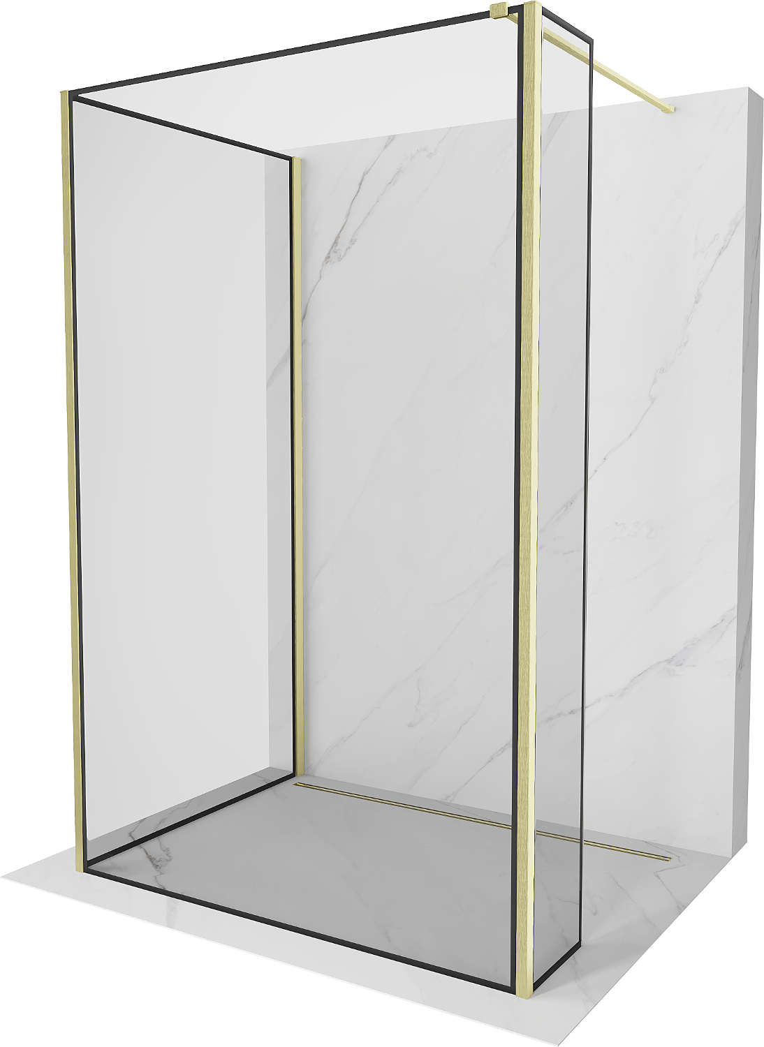 Mexen Kioto Walk-in zuhanyfal 130 x 110 x 40 cm, fekete minta, arany csiszolt - 800-130-110-221-55-70-040