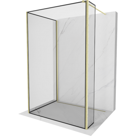 Mexen Kioto Walk-in zuhanyfal 120 x 120 x 40 cm, fekete minta, arany kefélt - 800-120-120-221-55-70-040