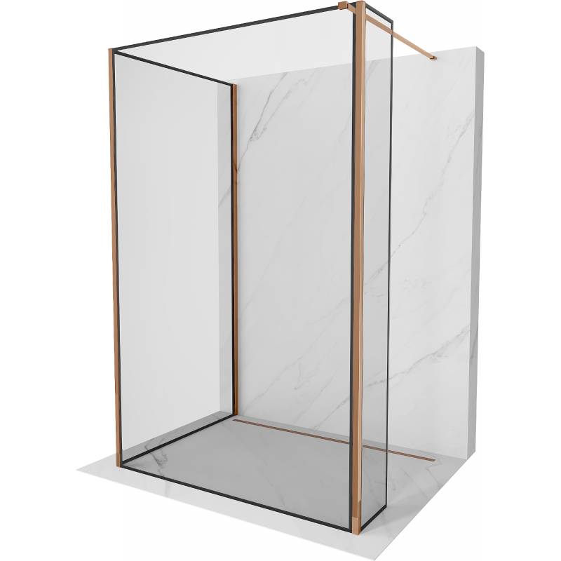 Mexen Kioto Walk-in zuhanyfal 130 x 80 x 30 cm, fekete minta, rózsaarany - 800-130-080-221-60-70-030