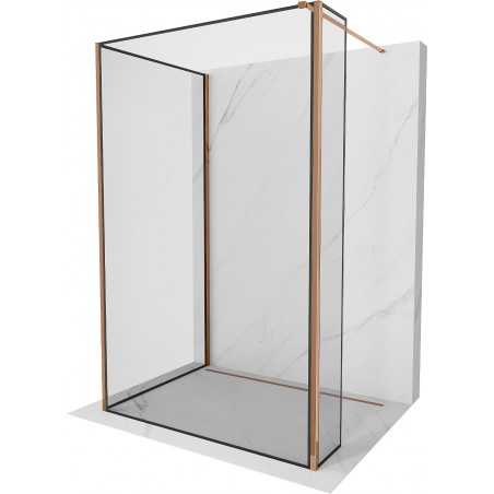 Mexen Kioto Walk-in zuhanyfal 90 x 80 x 30 cm, fekete mintás, rózsaszín arany - 800-090-080-221-60-70-030