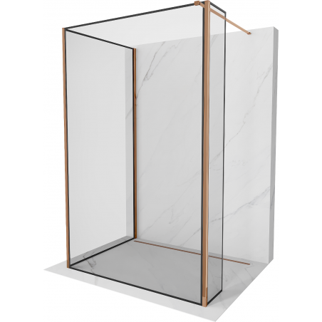 Mexen Kioto Walk-in zuhanyfal 120 x 80 x 30 cm, fekete minta, rózsaarany - 800-120-080-221-60-70-030