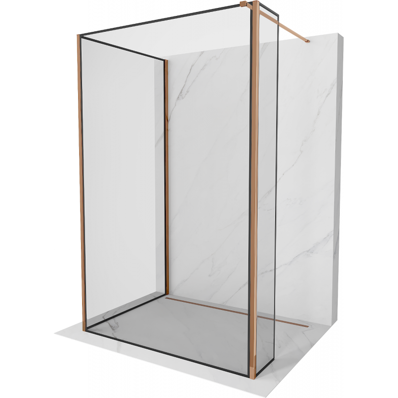 Mexen Kioto Walk-in zuhanyfal 130 x 110 x 40 cm, fekete minta, rózsaarany - 800-130-110-221-60-70-040