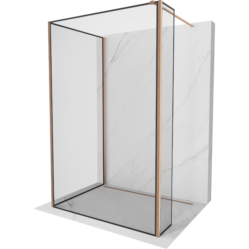 Mexen Kioto Walk-in zuhanyfal 140 x 90 x 30 cm, fekete mintás, csiszolt réz - 800-140-090-221-65-70-030