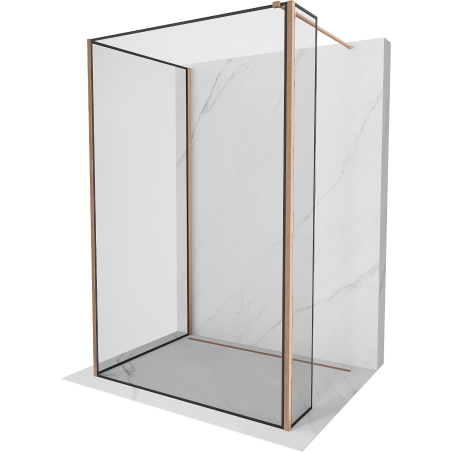 Mexen Kioto Walk-in zuhanyfal 140 x 90 x 30 cm, fekete mintás, csiszolt réz - 800-140-090-221-65-70-030