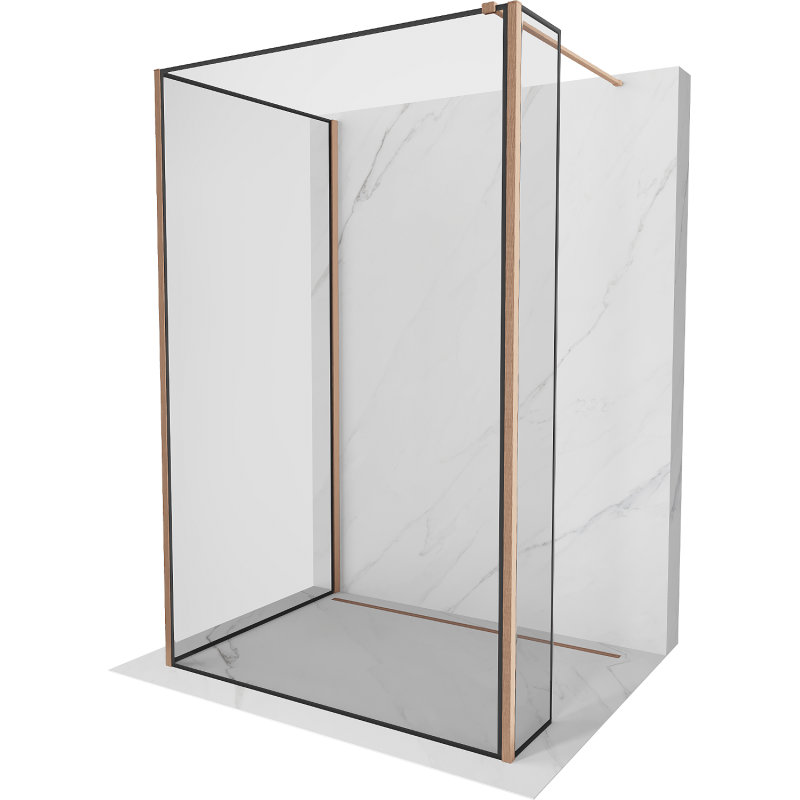 Mexen Kioto Walk-in zuhanyfal 130 x 100 x 30 cm, fekete minta, matt réz - 800-130-100-221-65-70-030