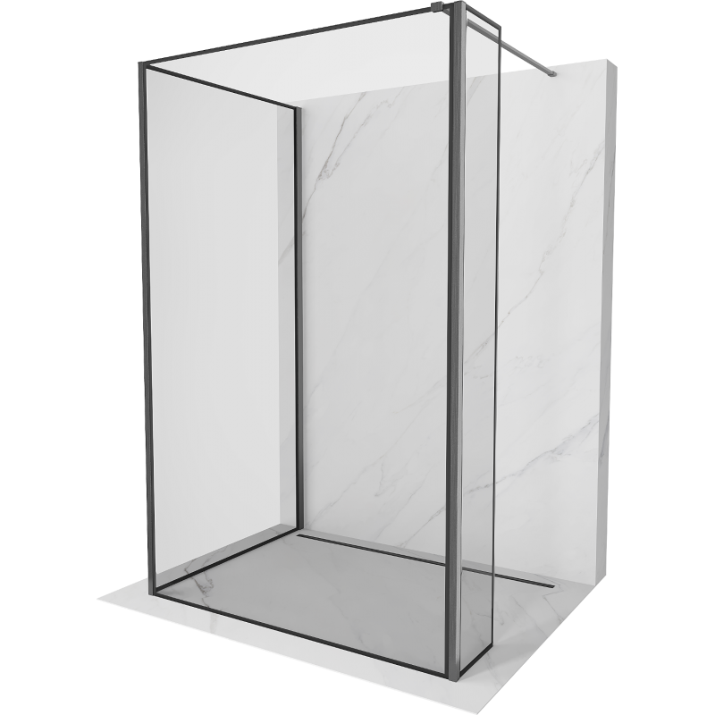 Mexen Kioto Walk-in zuhanyfal 110 x 110 x 40 cm, fekete minta, gun gray kefélt - 800-110-110-221-66-70-040