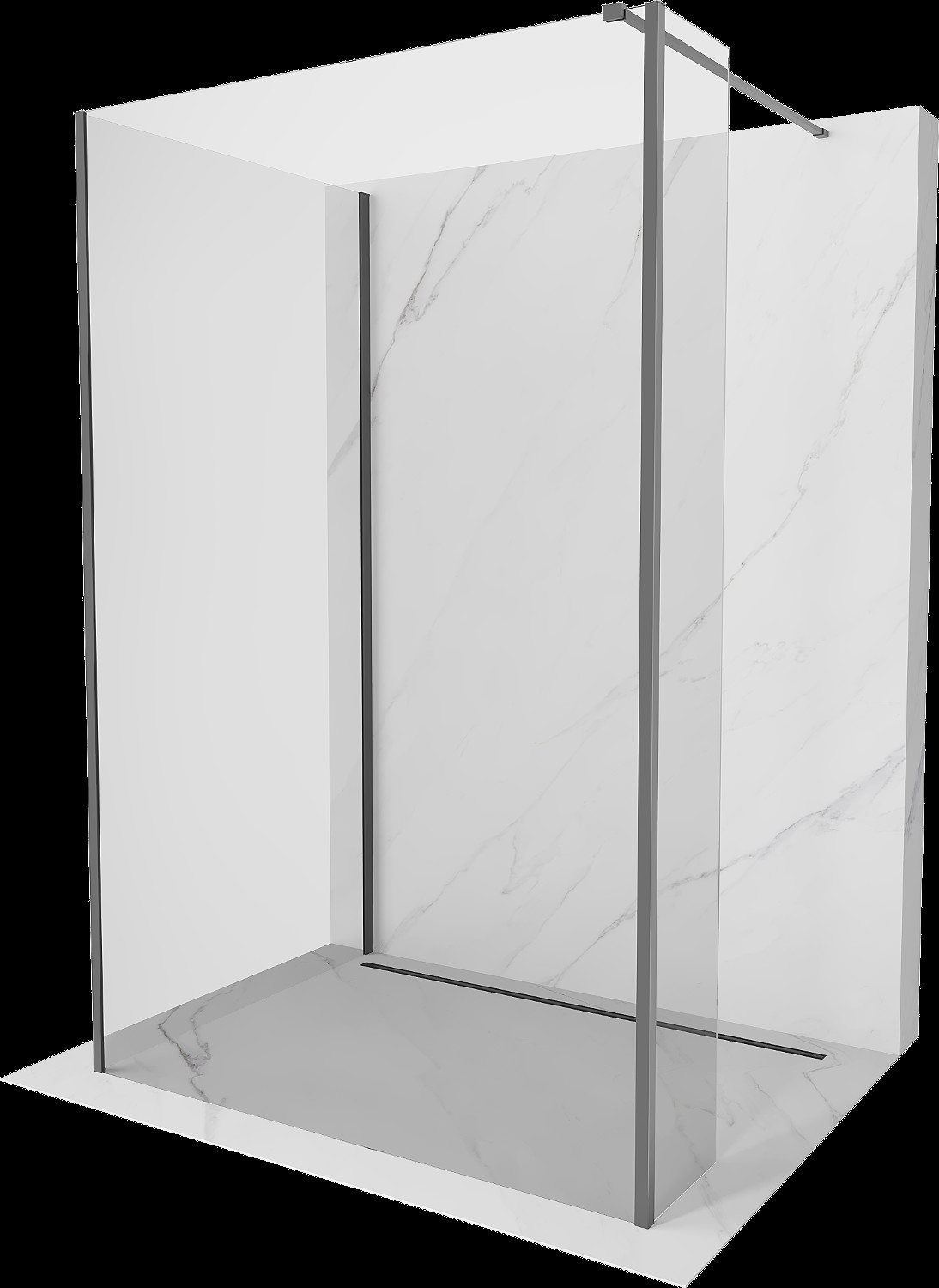 Mexen Kioto Walk-in zuhanyfal 100 x 80 x 30 cm, átlátszó, gun metal - 800-100-080-221-95-00-030