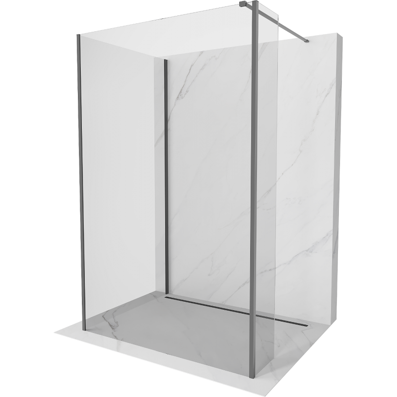 Mexen Kioto Walk-in zuhanyfal 125 x 100 x 30 cm, átlátszó, gunmetal - 800-125-100-221-95-00-030