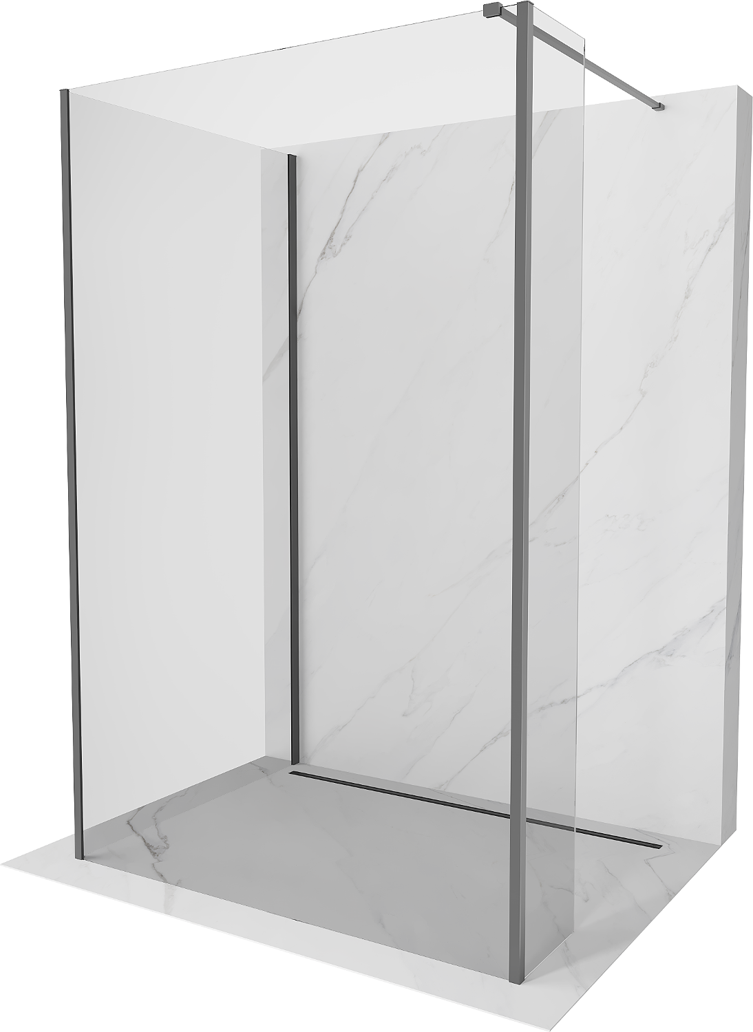 Mexen Kioto Walk-in zuhanyfal 125 x 100 x 30 cm, átlátszó, gunmetal - 800-125-100-221-95-00-030