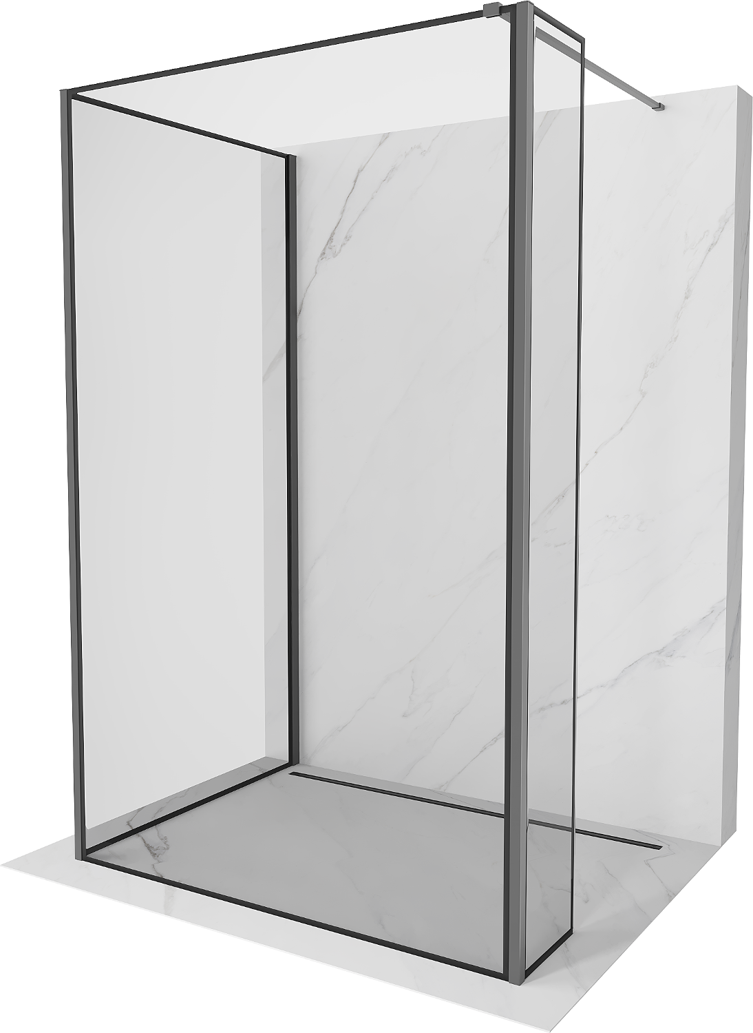 Mexen Kioto Walk-in zuhanyfal 120 x 80 x 40 cm, fekete mintás, gun metal - 800-120-080-221-95-70-040