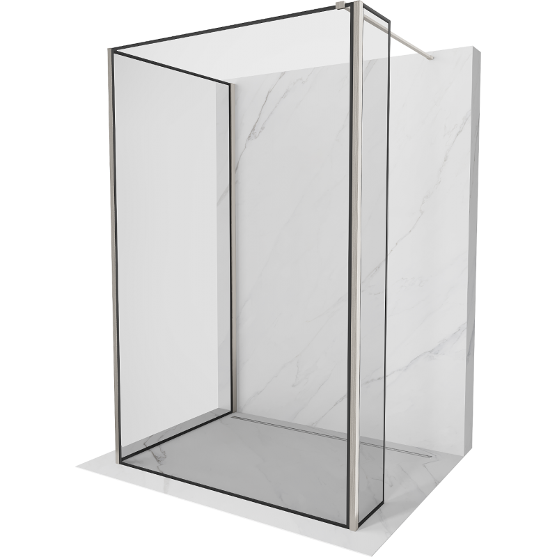 Mexen Kioto Walk-in zuhanyfal 100 x 70 x 30 cm, fekete minta, kefélt nikkel - 800-100-070-221-97-70-030