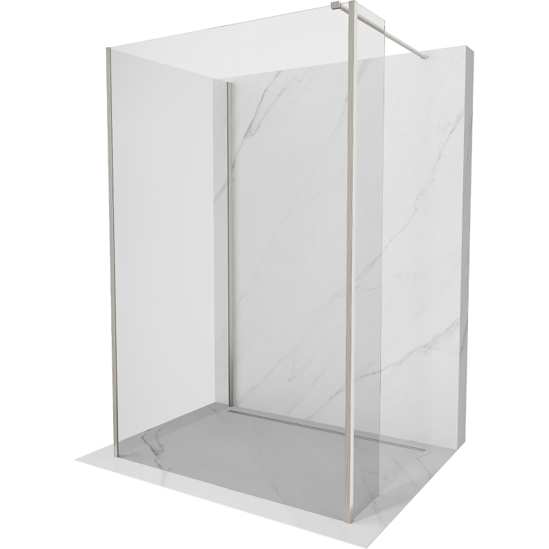 Mexen Kioto zuhanyzófal Walk-in 120 x 105 x 30 cm, átlátszó, kefélt nikkel - 800-120-105-221-97-00-030