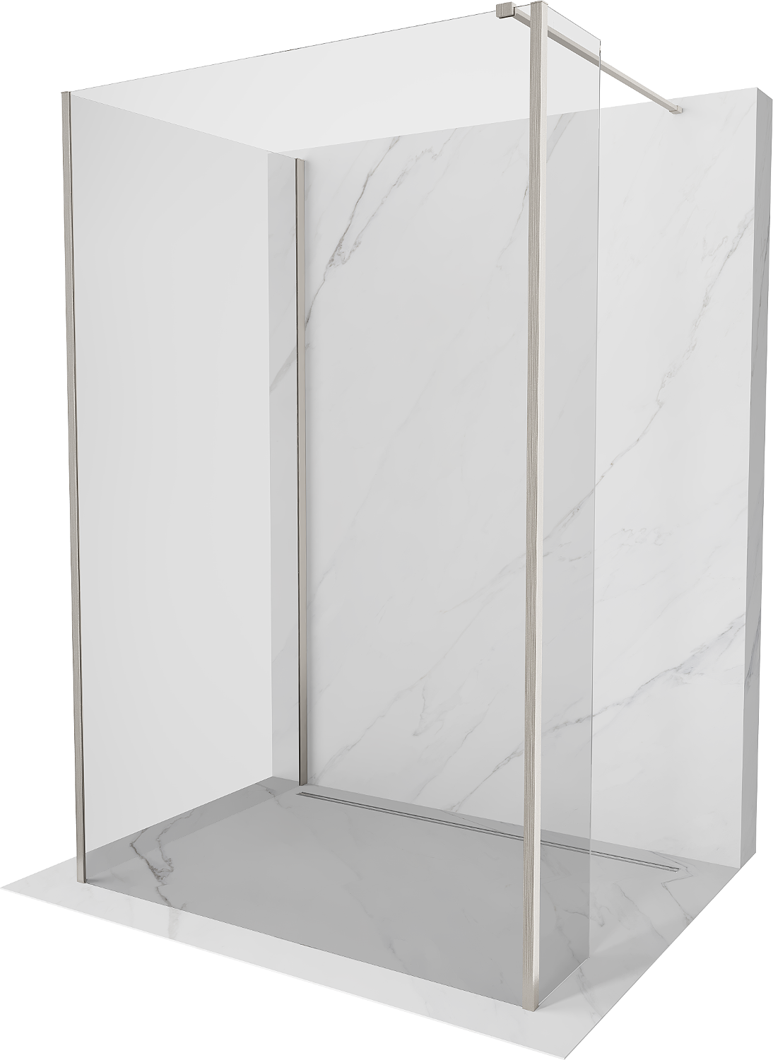 Mexen Kioto zuhanyzófal Walk-in 120 x 105 x 30 cm, átlátszó, kefélt nikkel - 800-120-105-221-97-00-030