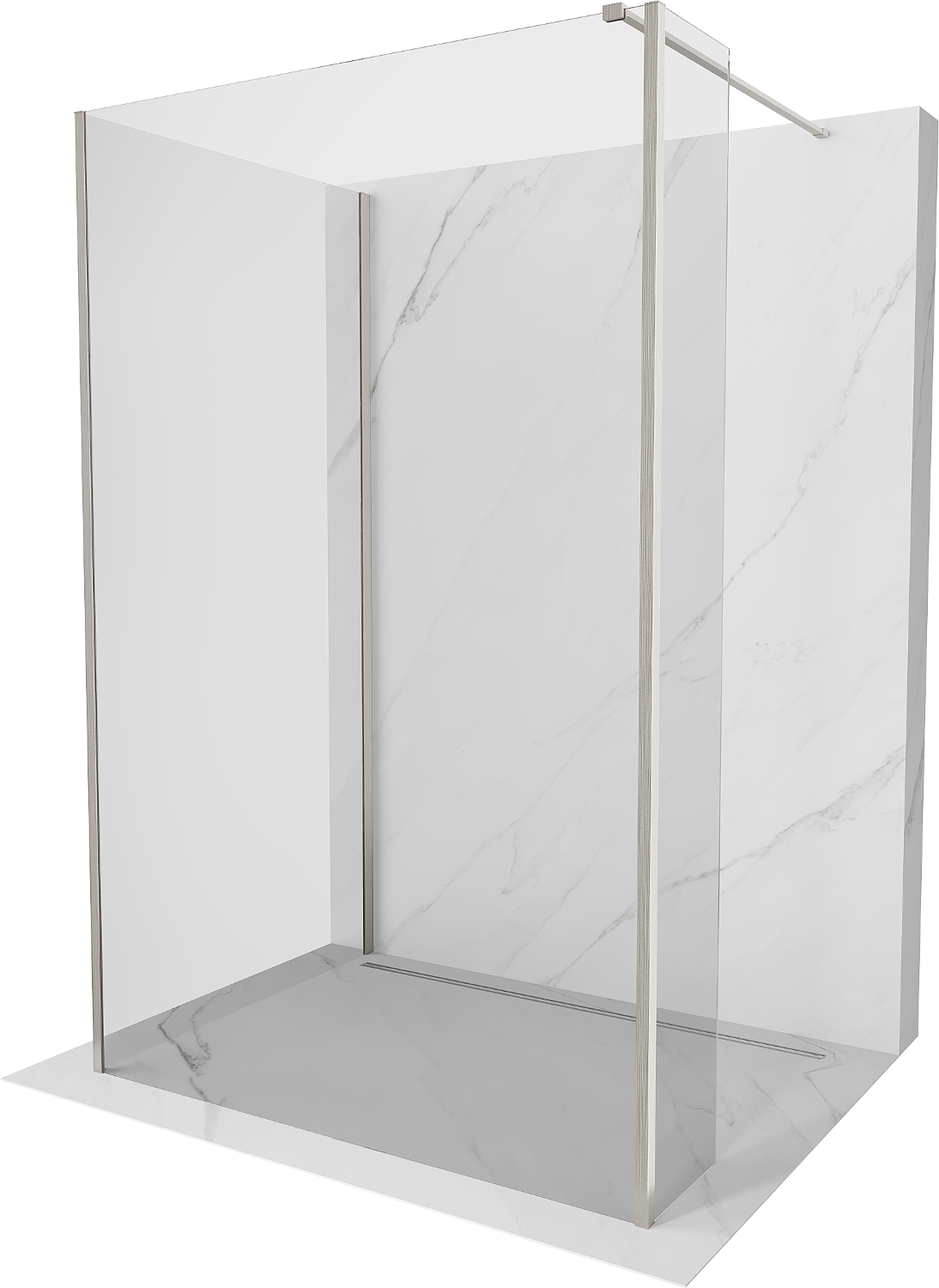 Mexen Kioto Walk-in zuhanyfal 130 x 105 x 30 cm, átlátszó, kefélt nikkel - 800-130-105-221-97-00-030