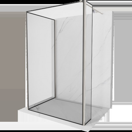 Mexen Kioto Walk-in zuhanyfal 140 x 100 x 30 cm, fekete minta, kefélt nikkel - 800-140-100-221-97-70-030