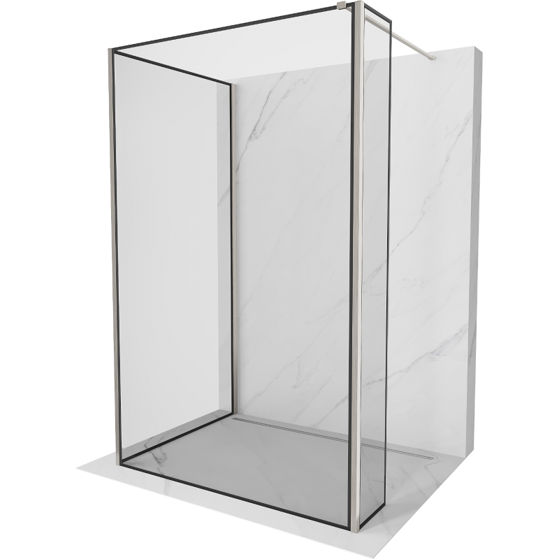 Mexen Kioto Walk-in zuhanyfal 130 x 120 x 30 cm, fekete minta, fényes króm - 800-130-120-221-97-70-030