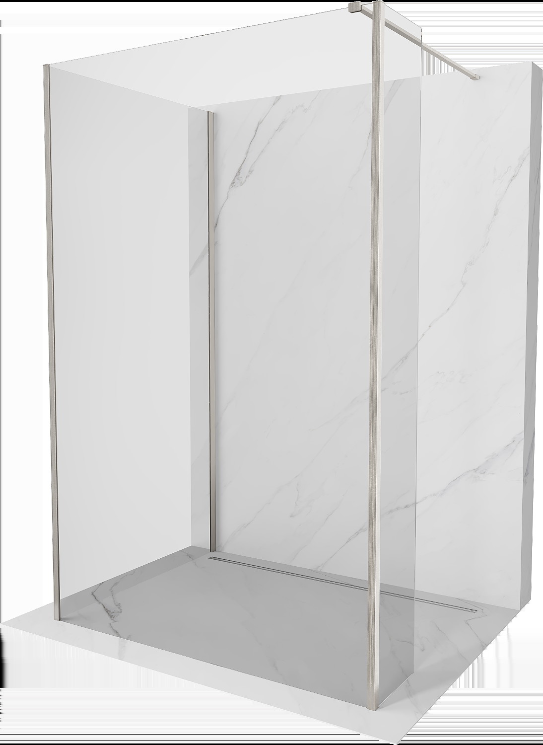 Mexen Kioto Walk-in zuhanyfal 140 x 75 x 40 cm, átlátszó, kefélt nikkel - 800-140-075-221-97-00-040