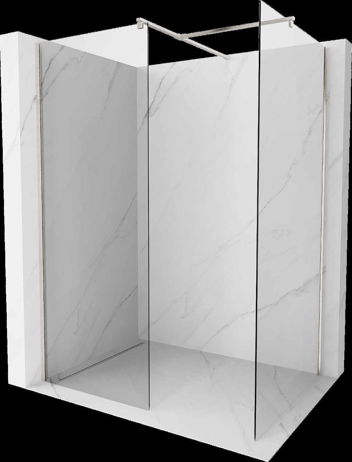 Mexen Kioto Walk-in zuhanyfal 85 x 80 cm, áttetsző, brushed nickel - 800-085-202-97-00-080