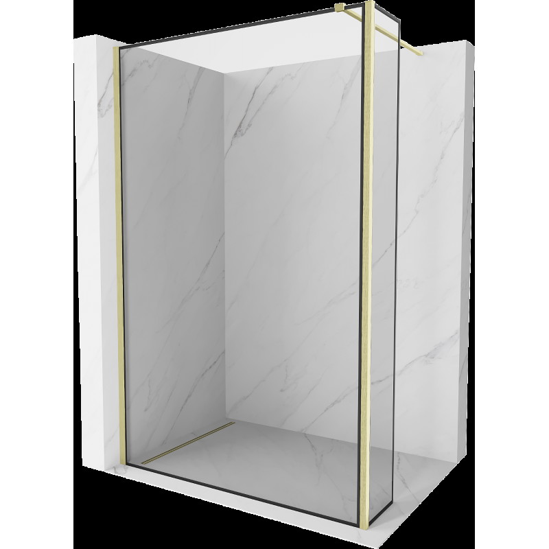 Mexen Kioto Walk-in zuhanyfal 110 x 30 cm, fekete minta, arany kefélt - 800-110-212-55-70-030