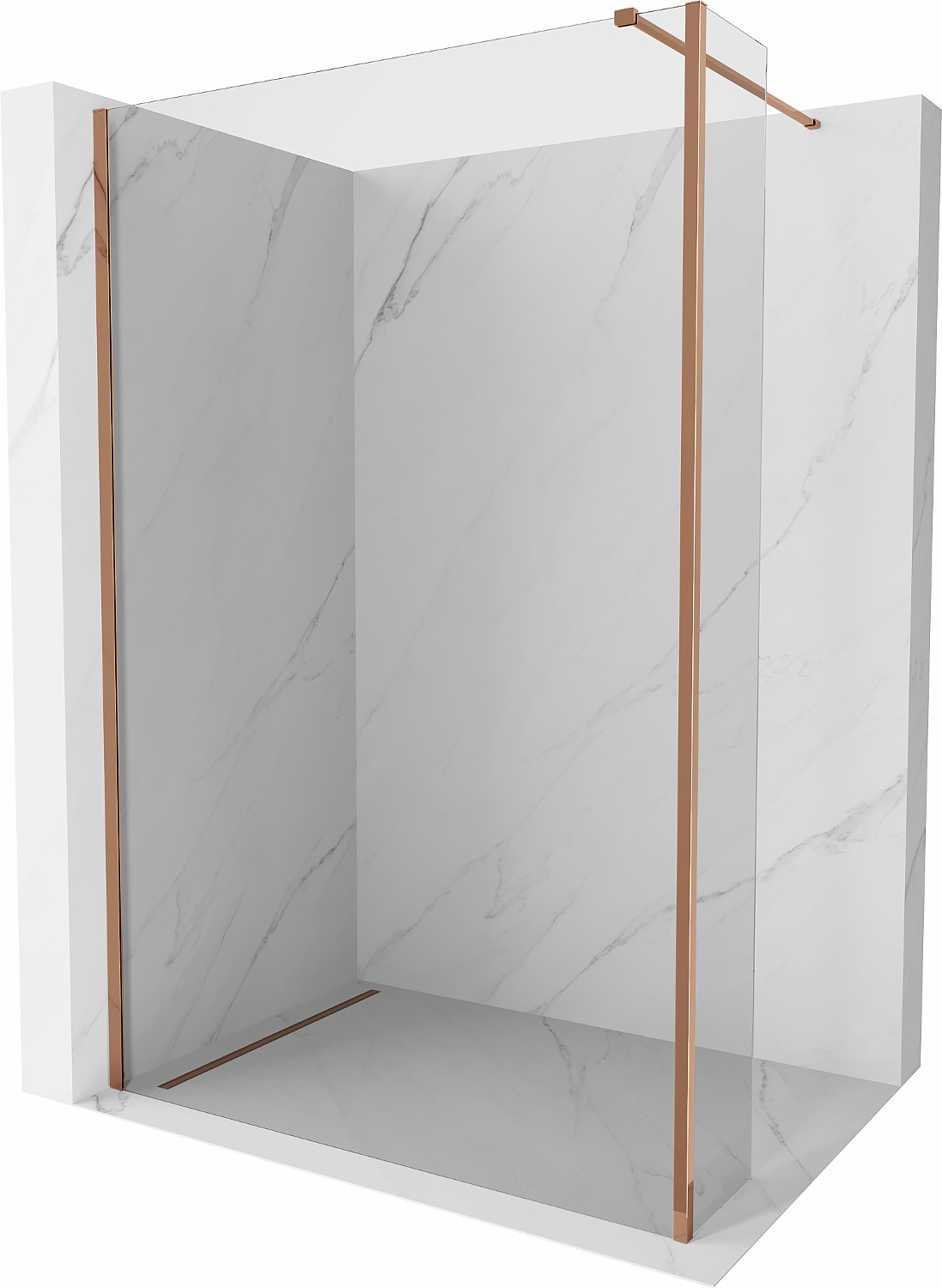 Mexen Kioto walk-in zuhanyfal 155 x 30 cm, átlátszó, rózsás arany - 800-155-212-60-00-030