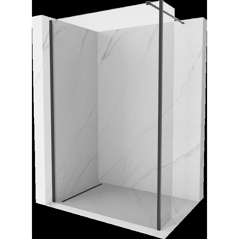 Mexen Kioto Walk-in zuhanyfal 115 x 30 cm, átlátszó, fekete - 800-115-212-70-00-030