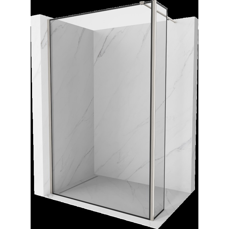 Mexen Kioto Walk-in zuhanyfal 140 x 30 cm, fekete minta, kefélt nikkel - 800-140-212-97-70-030