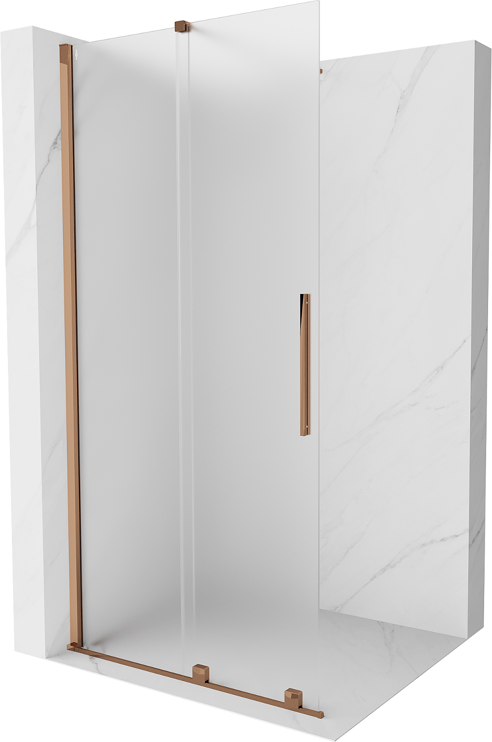 Mexen Velar toló zuhanyzófal Walk-in 75 x 200 cm, frosted 8 mm, rózsaarany - 871-075-000-33-60