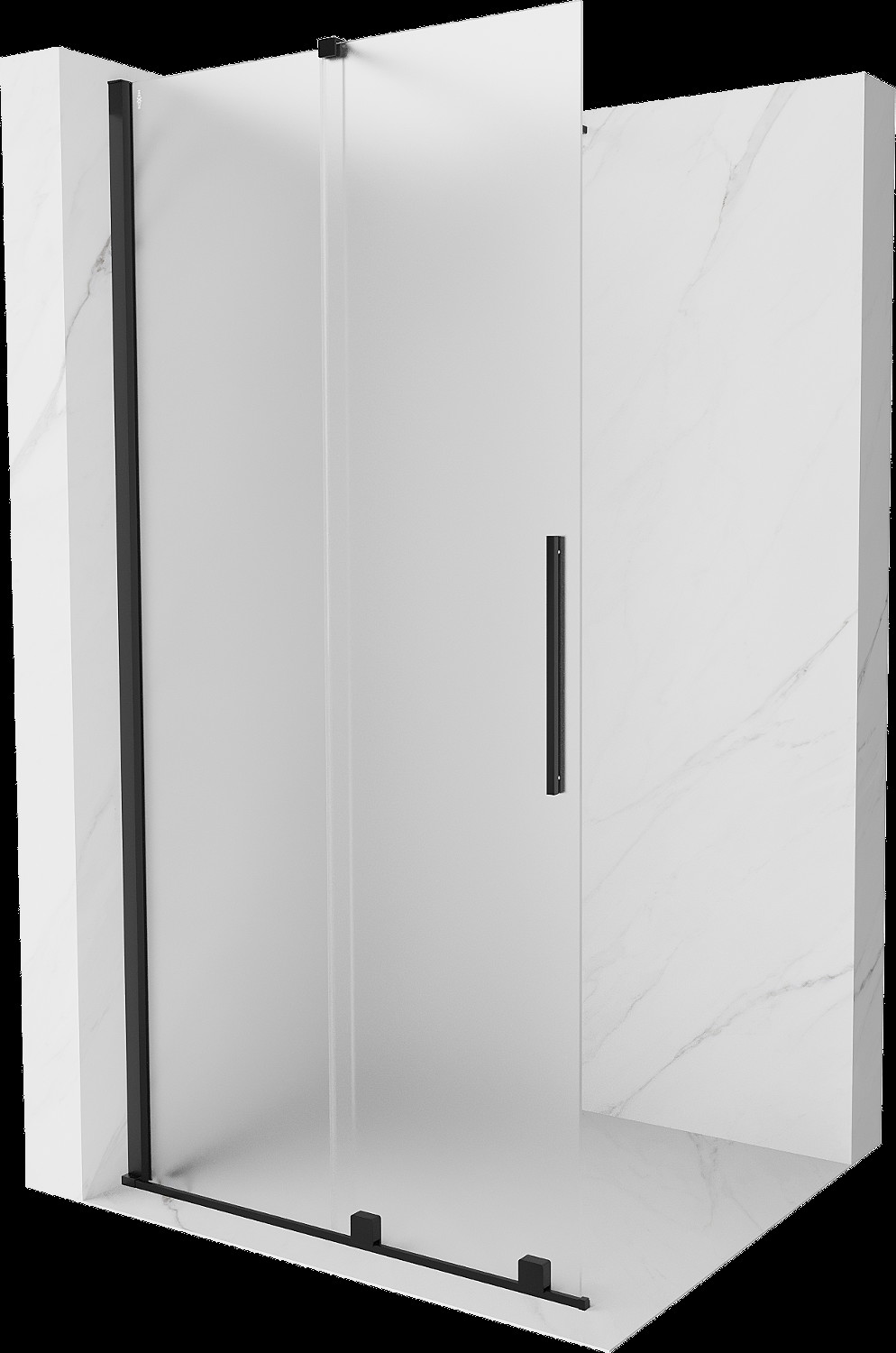 Mexen Velar toló zuhanyzófal Walk-in 85 x 200 cm, frosted 8 mm, fekete - 871-085-000-33-70